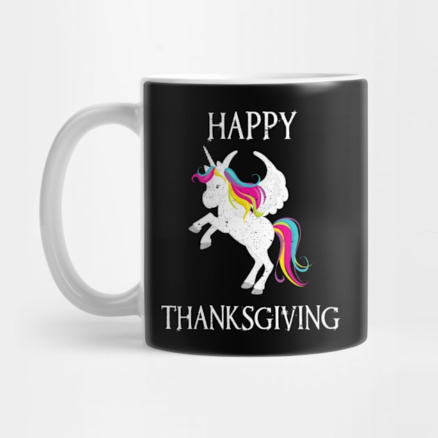 Happy Thanksgiving Funny Unicorn Art Design by merchlovers